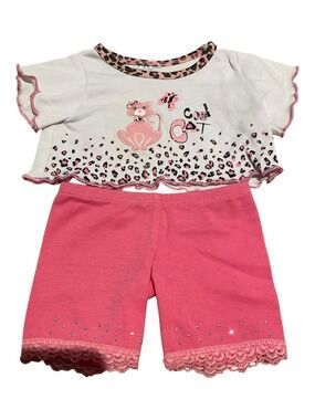 Build A Bear Vintage Outfit Cool Cat Clothes Shirt Shorts Outfit Set BAB
